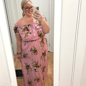 Pink floral maxi dress